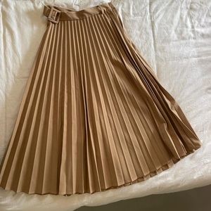 zara skirt pleated beige